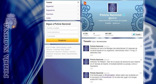 Cuenta de la Policía Nacional en Twitter