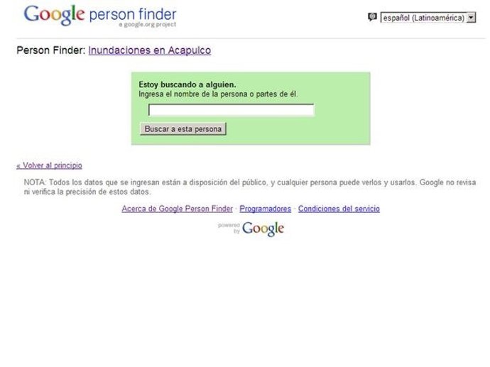Google Person Finder para inundaciones México