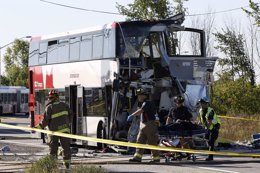 Imagen del autobús siniestrado a las afueras de Ottawa, Canadá