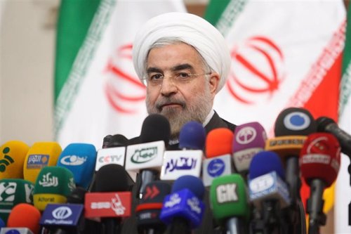 El presidente de Irán, Hassan Rohani, habla con la prensa en Teherán.