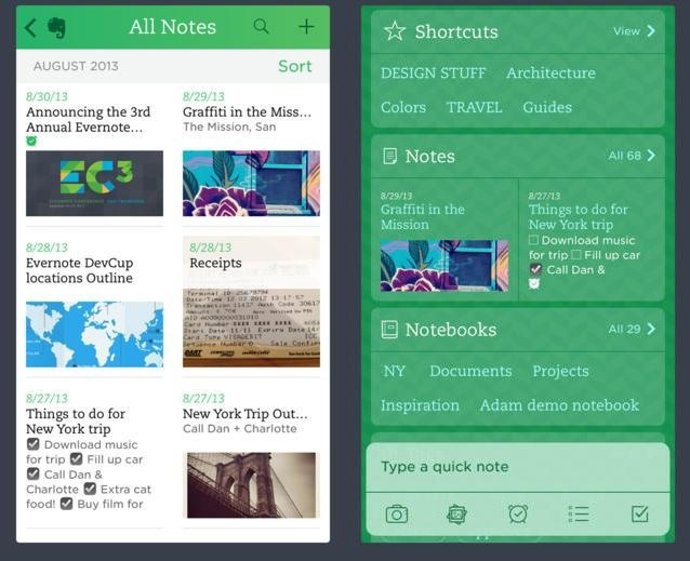 Evernote para iOS 7