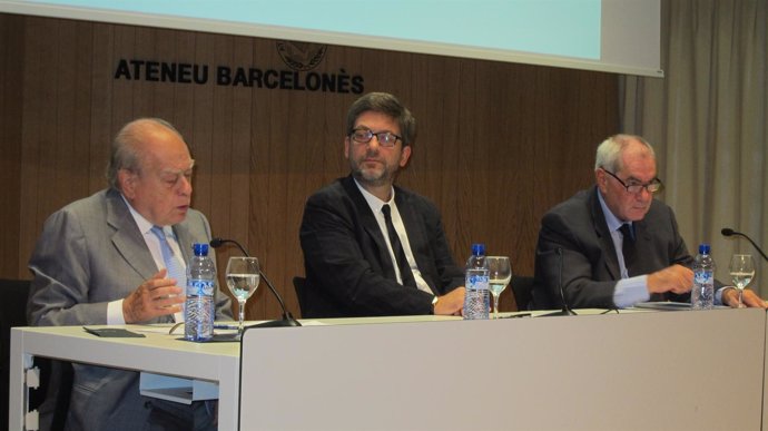 J.Pujol, Lluís Reales (Ateneu Barcelonès) y el exconseller E.Maragall