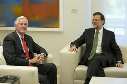 MARIANO Rajoy Y EL COMISARIO BARNIER