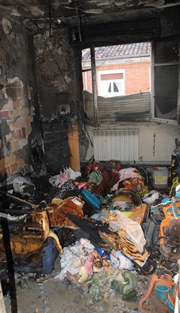 Incendio declarado en una vivienda de Burlada.