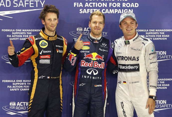 Grosjean Vettel Rosberg Gran Premio Singapur pole