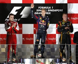 Vettel Fernando Alonso Raikkonen podio Gran Premio Singapur