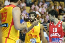 Ricky Rubio con la selección española ante Croacia
