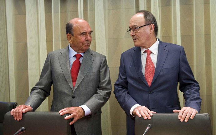 Emilio Botín presidente del Banco Santander y Luis Linde (Banco de España)