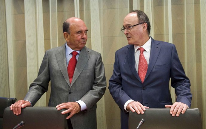 Emilio Botín presidente del Banco Santander y Luis Linde (Banco de España)