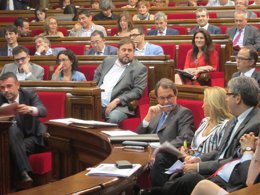 O.Junqueras, Artur Mas, J.Ortega y F.Homs, en el Parlament