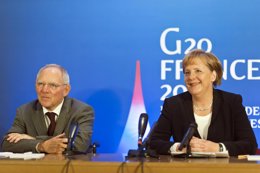 Merkel Y Schaeuble En Cannes (Bruselas)