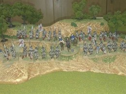 Tablero preparado para recrear la batalla de Mendaza.