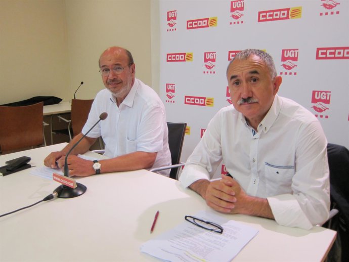 Joan Carles Gallego (CC.OO.) y Josep Maria Álvarez (UGT)
