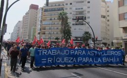 Manifestación de trabajadores de Navantia en Cádiz