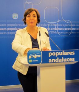 La vicesecretaria de Organización del PP-A, Ana Corredera, hoy en rueda de prens