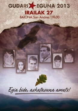 Cartel que convoca al acto por el Gudari Eguna 2013 en Bayona