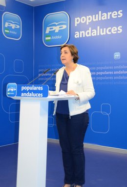 La parlamentaria popular Ana Corredera en la sede del PP-A