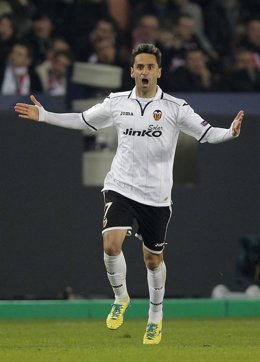 Jonas celebra un gol del Valencia