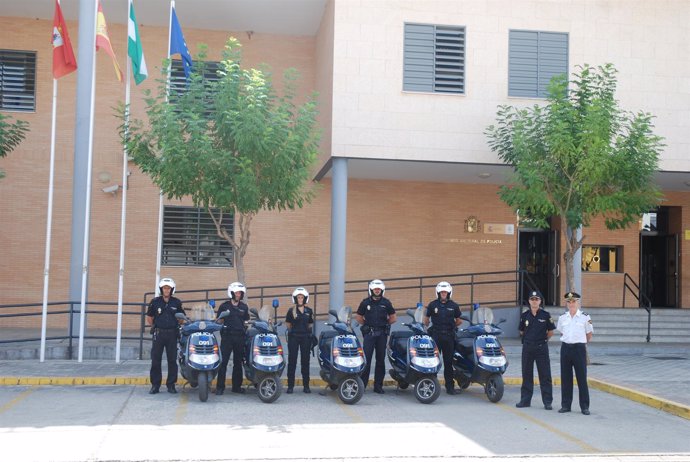 Grupo de motos de la Policía en Dos Hermanas (Sevilla)