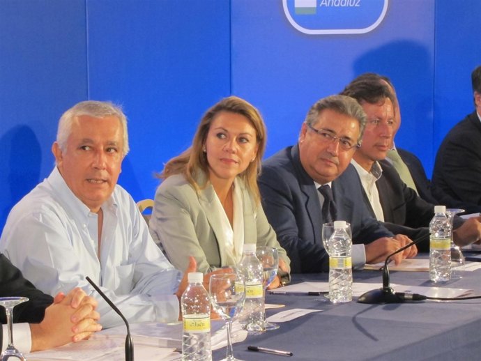 Cospedal, junto a Arenas, Zoido y Floriano en la Interparlamentaria del PP-A.