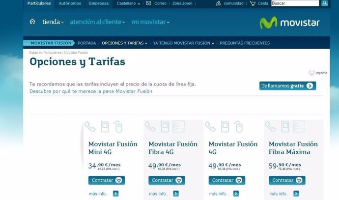 Telefónica supera los 2,5 millones de altas de 'Movistar Fusión' en un año