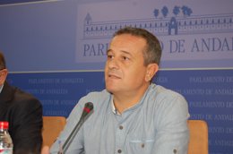 El portavoz de IULV-CA, José Antonio Castro, en rueda de prensa hoy