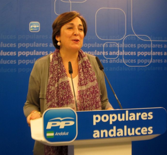 La vicesecretaria de Organización del PP-A, Ana Corredera, hoy en rueda de prens