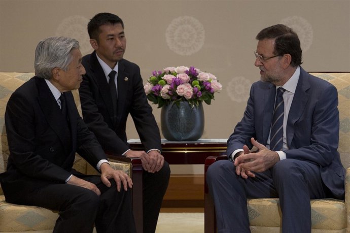 Mariano Rajoy con el emperador de Japón, Akihito