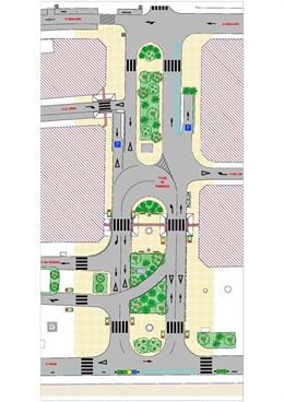 Plano del proyecto de reordenación en la Plaza de Numancia