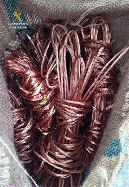 Imagen del cable de cobre sustraido