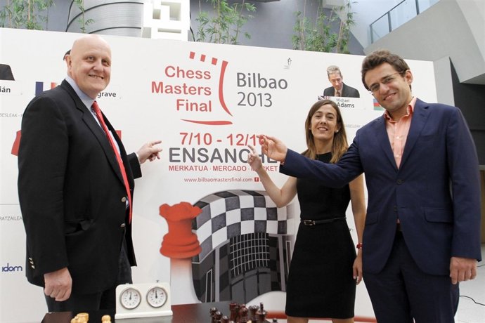 Aronian en la presentación de la VI Final del Grand Slam de Bilbao 