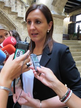 La consellera María José Català atiende a los medios de comunicación