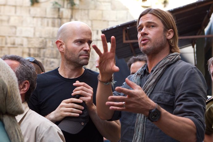 Brad-Pitt y Marc Forster en Guerra Mundial Z World War Z