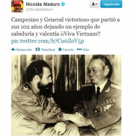Twitter de Maduro que dice Viva Vietnám