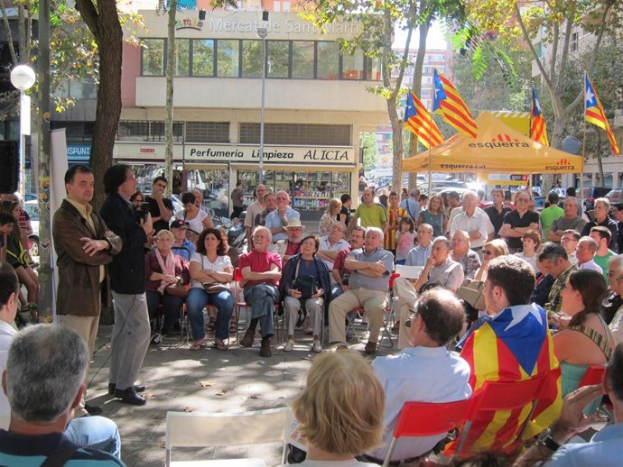 Alfred Bosch i Jordi Portabella (ERC) en una campaña en Sant Martí