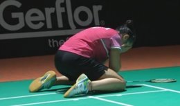 Carolina Marín tras ganar el GP Londres