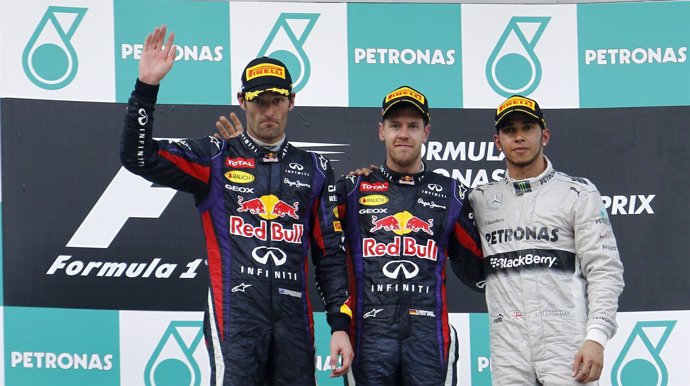 Vettel, Webber y Hamilton, podio del GP Malasia 2013