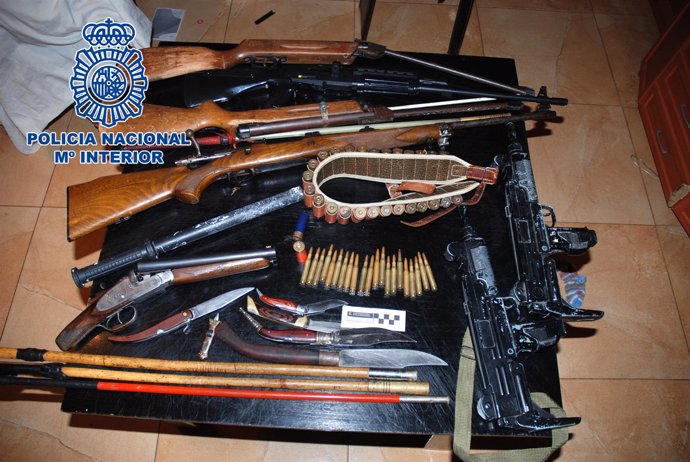 Armas incautadas por la Policía Nacional en la 'Operación Coloraos'.
