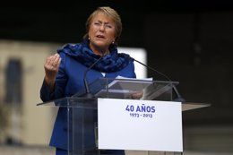 Michelle Bachelet durante el discurso de los 40 años del golpe de Pinochet