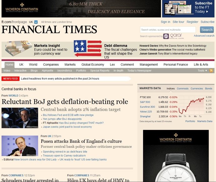 Recurso de la edición digital de Financial Times