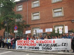 Concentración de trabajadores de centros de atención a personas con discapacidad