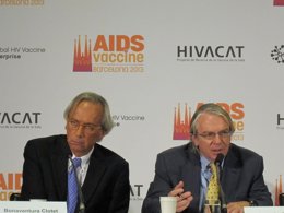 Los investigadores del Hivacat, B.Clotet y J.M.Gatell