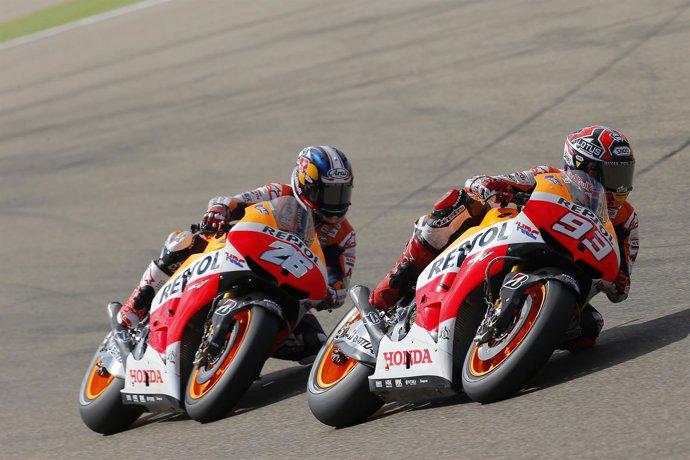 Dani Pedrosa y Marc Márquez en Aragón