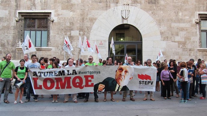 Docentes se manifiestan contra la LOMCE.