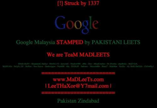 Google Malasia hackeada
