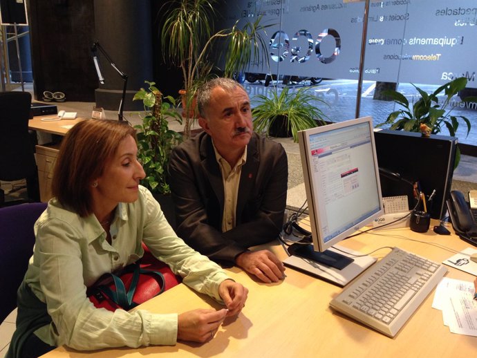 Amparo Burgueño (Fete-UGT) y Josep Maria Álvarez (UGT Catalunya)