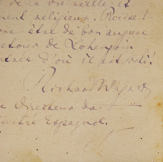 Fragmento de la carta manuscrita por Richard Wagner