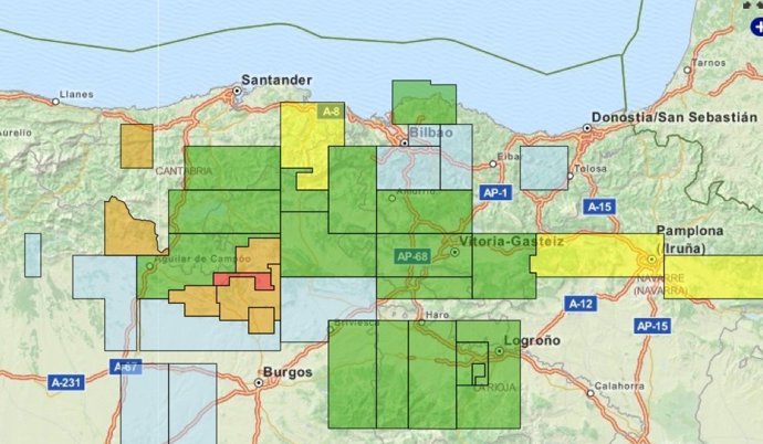 Mapa de permisos de fracking en Cantabria