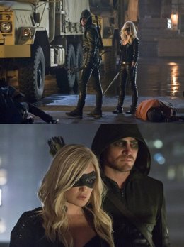 Arrow, caity lotz y stephen amell