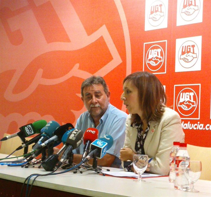Auxiliadora Jimenez UGT málaga y el líder de UGT-A fco Fernandez